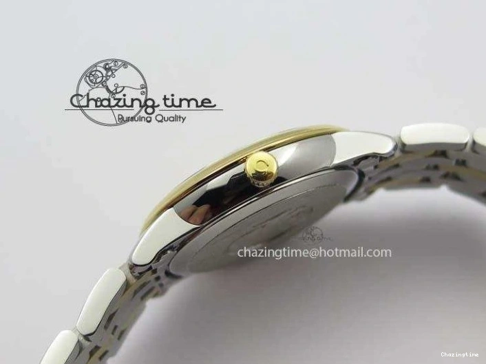 0503 OnTrend De Ville 27mm SS YG Ladies MK 1:1 Best Edition White MOP Dial Diamond Markers On SS Bracelet Ronda Quartz 8187